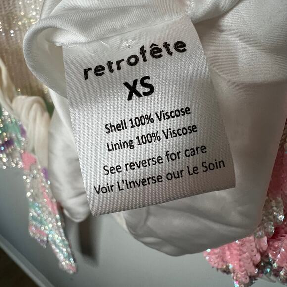 Retrofête Pastel Rainbow Zebra Sequin Grace Mini Dress Size XS - Picture 6 of 8